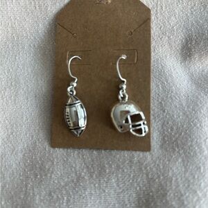 Silver Football Helmet Earrings